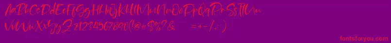 Sand Beach Demo-Schriftart – Rote Schriften auf violettem Hintergrund