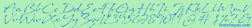 Sand Dunes-Schriftart – Blaue Schriften auf grünem Hintergrund