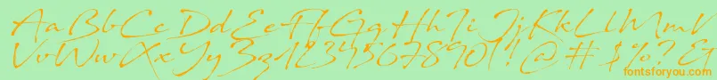 Sand Dunes-Schriftart – Orangefarbene Schriften auf grünem Hintergrund