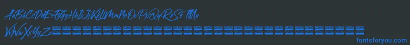 sandbrush demo-Schriftart – Blaue Schriften auf schwarzem Hintergrund