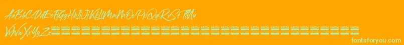 sandbrush demo Font – Green Fonts on Orange Background