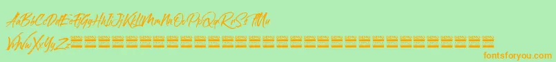 sandbrush demo-Schriftart – Orangefarbene Schriften auf grünem Hintergrund