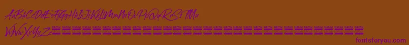 sandbrush demo-Schriftart – Violette Schriften auf braunem Hintergrund