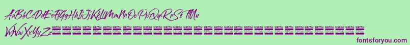 sandbrush demo Font – Purple Fonts on Green Background