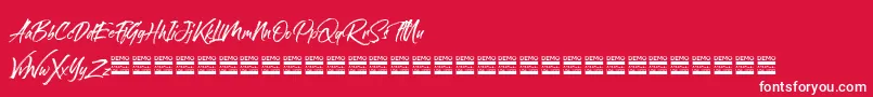 sandbrush demo-Schriftart – Weiße Schriften auf rotem Hintergrund
