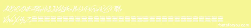 sandbrush demo-Schriftart – Weiße Schriften auf gelbem Hintergrund