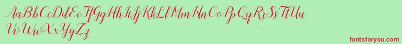 Sandhya Font – Red Fonts on Green Background