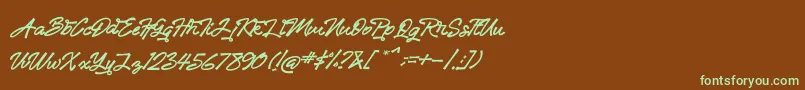 Sandiaga-fontti – vihreät fontit ruskealla taustalla