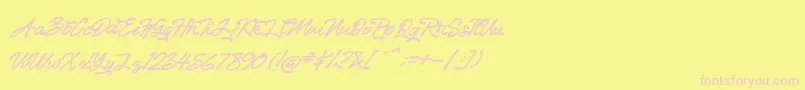 Sandiaga-Schriftart – Rosa Schriften auf gelbem Hintergrund