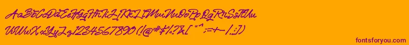 Sandiaga-Schriftart – Violette Schriften auf orangefarbenem Hintergrund