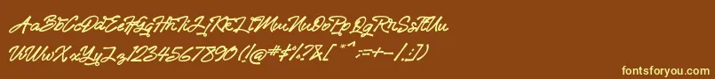 Sandiaga-fontti – keltaiset fontit ruskealla taustalla