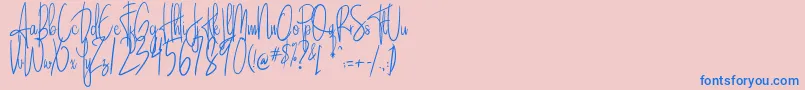 Sandle Font – Blue Fonts on Pink Background