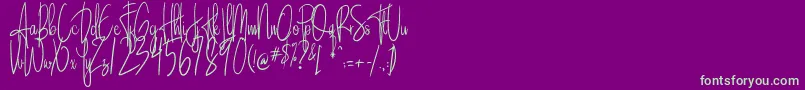 Sandle Font – Green Fonts on Purple Background