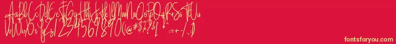 Sandle Font – Yellow Fonts on Red Background
