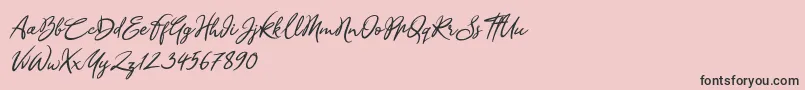 Fonte Sandra Belhock Italic – fontes pretas em um fundo rosa