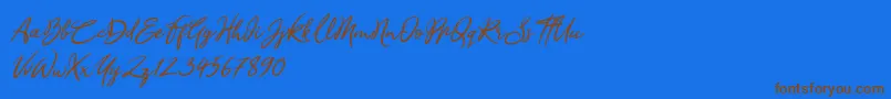 Sandra Belhock Italic Font – Brown Fonts on Blue Background