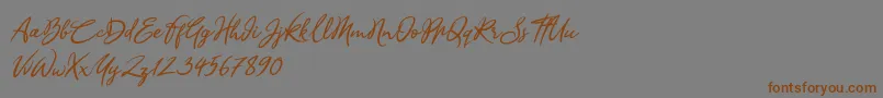 Weitere Informationen zur Sandra Belhock Italic-Schriftart Sandra Belhock Italic-Schriftart – Braune Schriften auf grauem Hintergrund