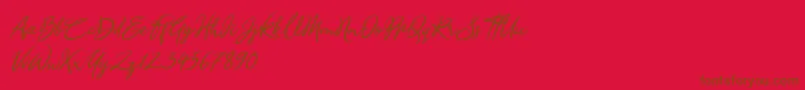 Sandra Belhock Italic Font – Brown Fonts on Red Background