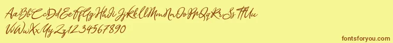 Sandra Belhock Italic-fontti – ruskeat fontit keltaisella taustalla