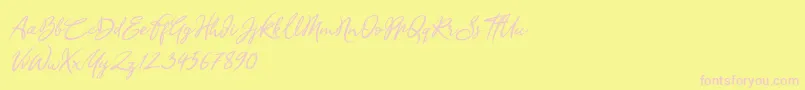 Sandra Belhock Italic-Schriftart – Rosa Schriften auf gelbem Hintergrund