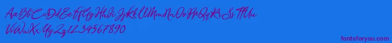 Sandra Belhock Italic Font – Purple Fonts on Blue Background