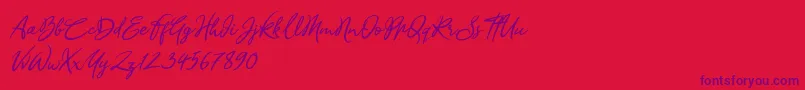 Sandra Belhock Italic Font – Purple Fonts on Red Background