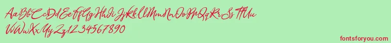 Sandra Belhock Italic Font – Red Fonts on Green Background