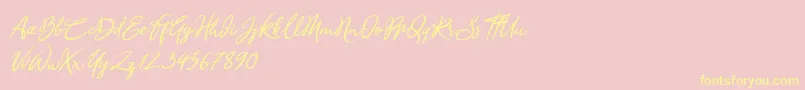 Sandra Belhock Italic Font – Yellow Fonts on Pink Background
