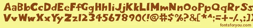 フォントEightypercent – 茶色の文字が黄色の背景にあります。