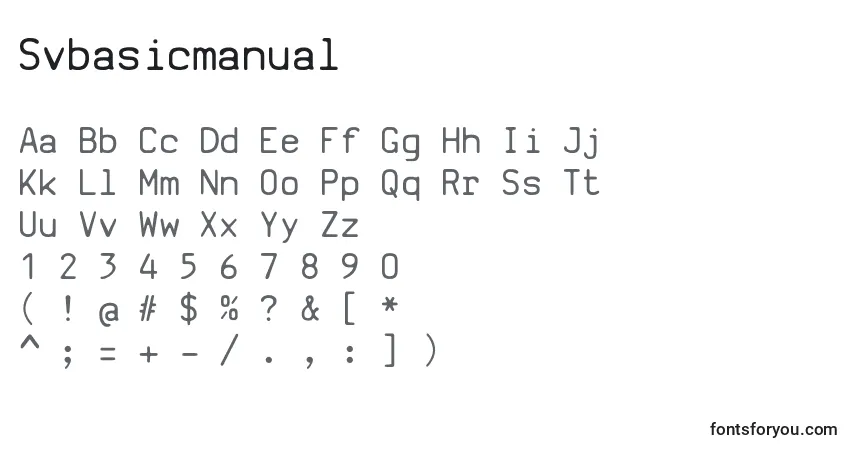 Fuente Svbasicmanual - alfabeto, números, caracteres especiales