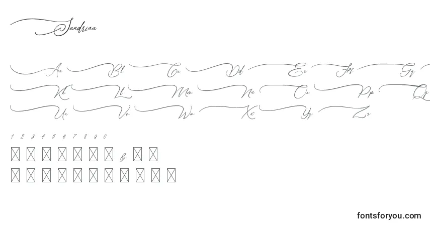 Шрифт Sandrina – алфавит, цифры, специальные символы