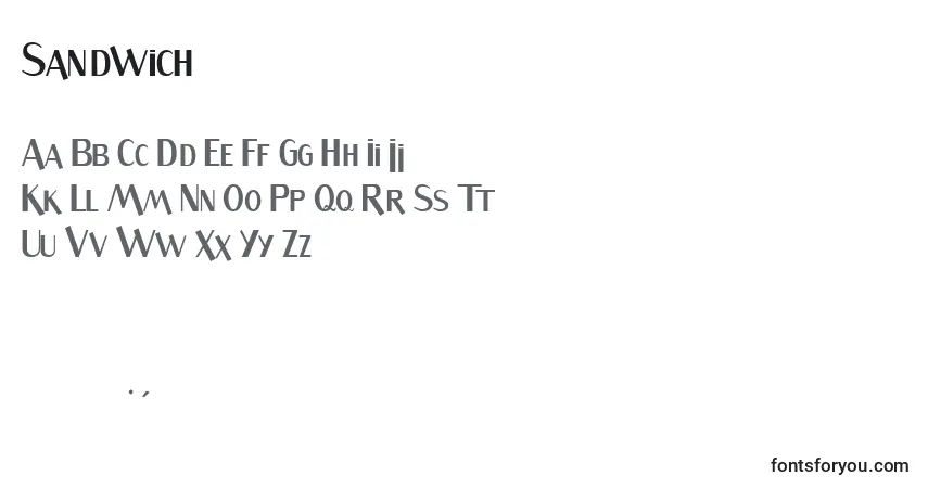 Шрифт Sandwich (139603) – алфавит, цифры, специальные символы