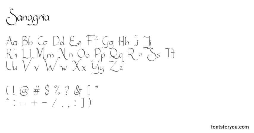 Schriftart Sanggria – Alphabet, Zahlen, spezielle Symbole