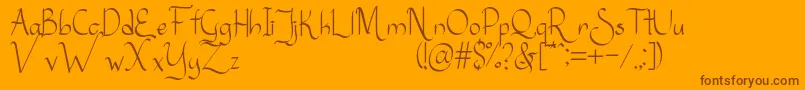 Sanggria-Schriftart – Braune Schriften auf orangefarbenem Hintergrund
