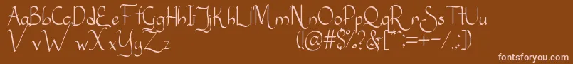 Sanggria-Schriftart – Rosa Schriften auf braunem Hintergrund