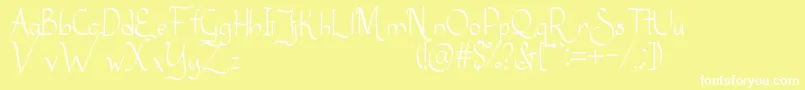 Sanggria-Schriftart – Weiße Schriften auf gelbem Hintergrund