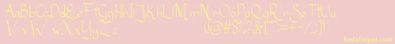 Sanggria-Schriftart – Gelbe Schriften auf rosa Hintergrund