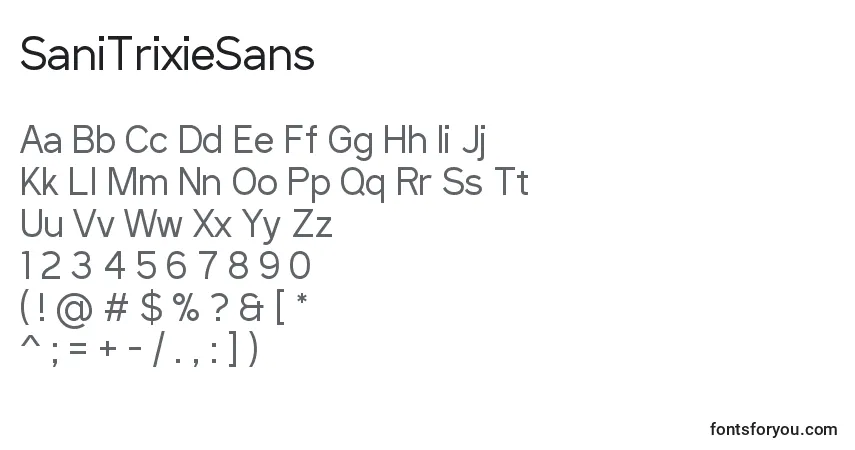 Шрифт SaniTrixieSans – алфавит, цифры, специальные символы