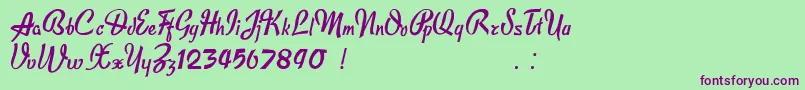 Publicite Font – Purple Fonts on Green Background