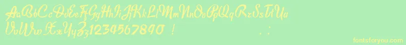 Publicite-Schriftart – Gelbe Schriften auf grünem Hintergrund