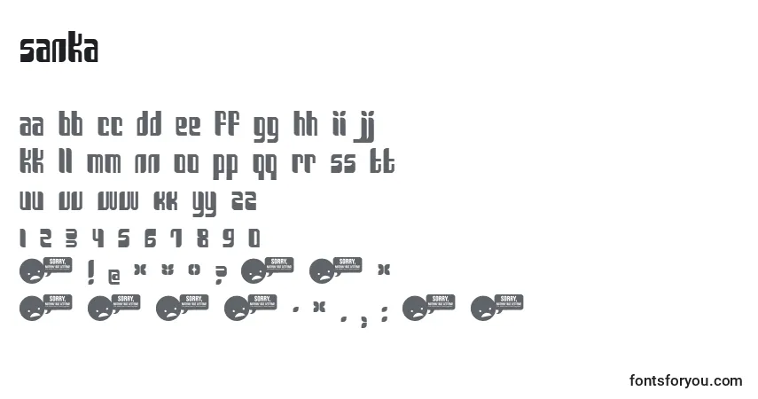 Шрифт SANKA    (139610) – алфавит, цифры, специальные символы