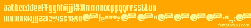 Weitere Informationen zur SANKA   -Schriftart SANKA   -Schriftart – Gelbe Schriften auf orangefarbenem Hintergrund