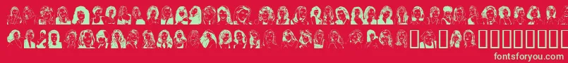 フォントSANKAVYN – 赤い背景に緑の文字