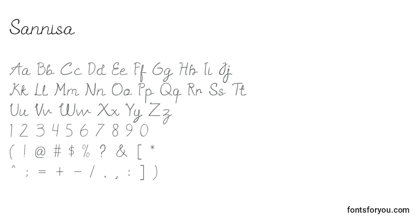 Шрифт Sannisa – алфавит, цифры, специальные символы