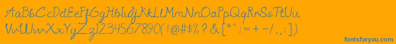 Sannisa-Schriftart – Blaue Schriften auf orangefarbenem Hintergrund