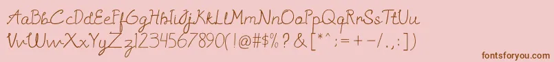 Sannisa-Schriftart – Braune Schriften auf rosa Hintergrund