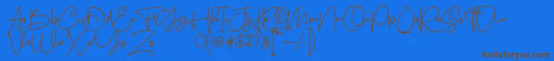 Sanpaullo-Schriftart – Braune Schriften auf blauem Hintergrund