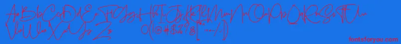 Sanpaullo-Schriftart – Rote Schriften auf blauem Hintergrund