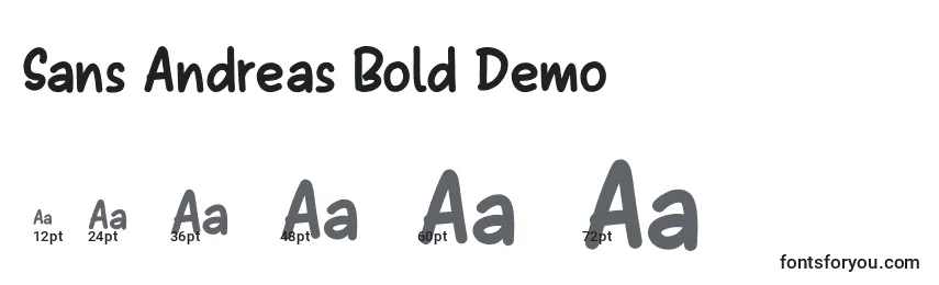 Размеры шрифта Sans Andreas Bold Demo