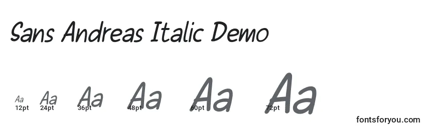 Размеры шрифта Sans Andreas Italic Demo